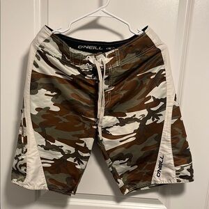 O'Neill Men's Camo Swim Shorts - Brown and White